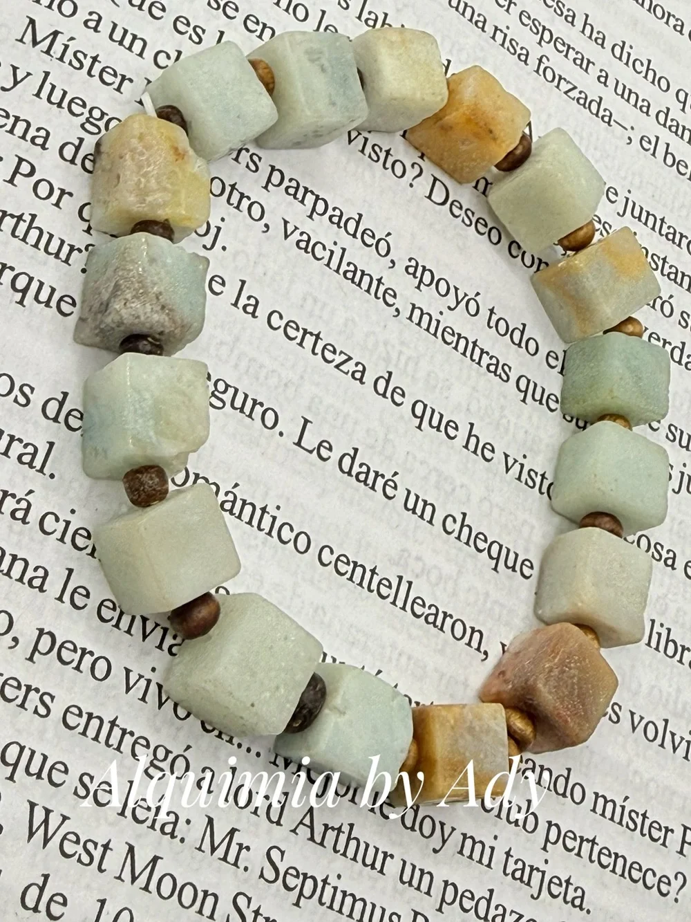 Amazonite chunky cubes statement bracelet